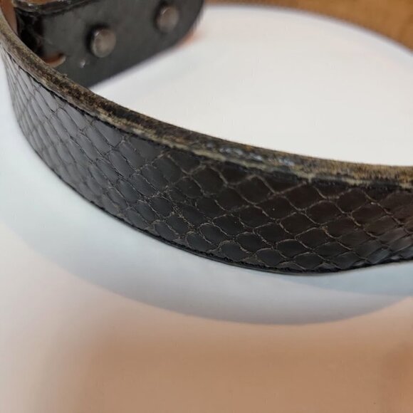 Belts by Herb Black Snakeskin Belt w/ Sterling Silver Overlay – Size 37 - Picture 3 of 7